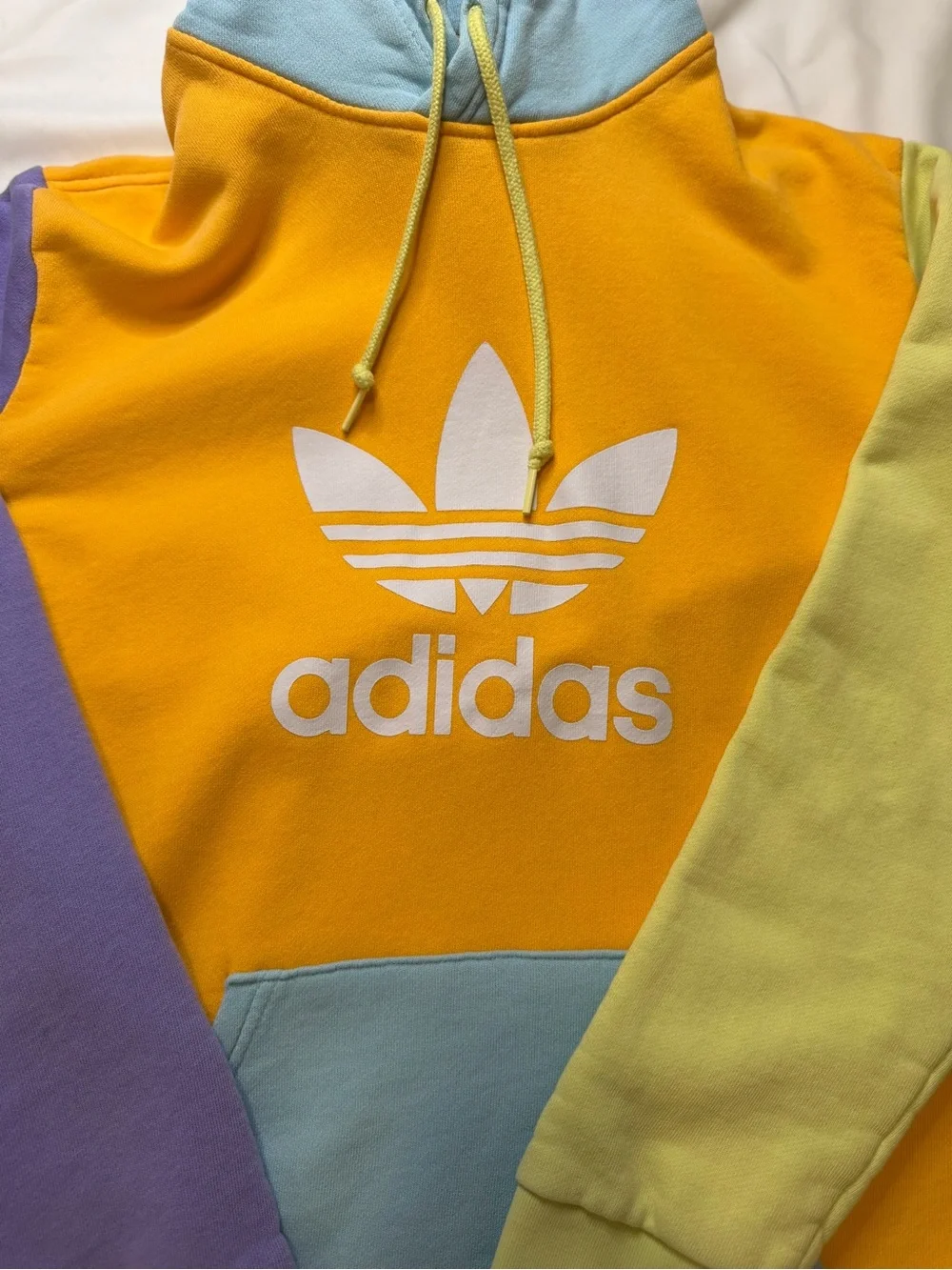 adidas Colorblock Trefoil Hoodie - Yellow, Lavender, Light Blue, Lime
